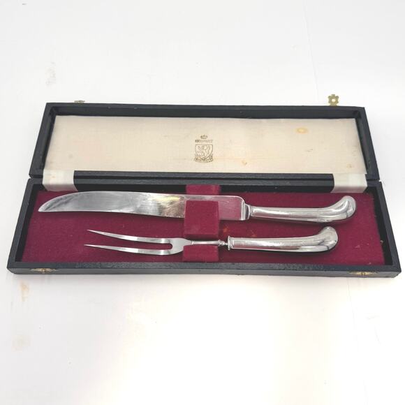 Vintage Kiak & Matz Sheffield England Stainless Carving Knife Set with Case - Picture 1 of 11